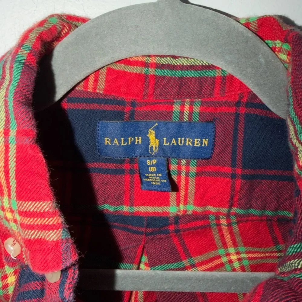 Ralph Lauren Kids Red and Blue Plaid Shirt size small (8)